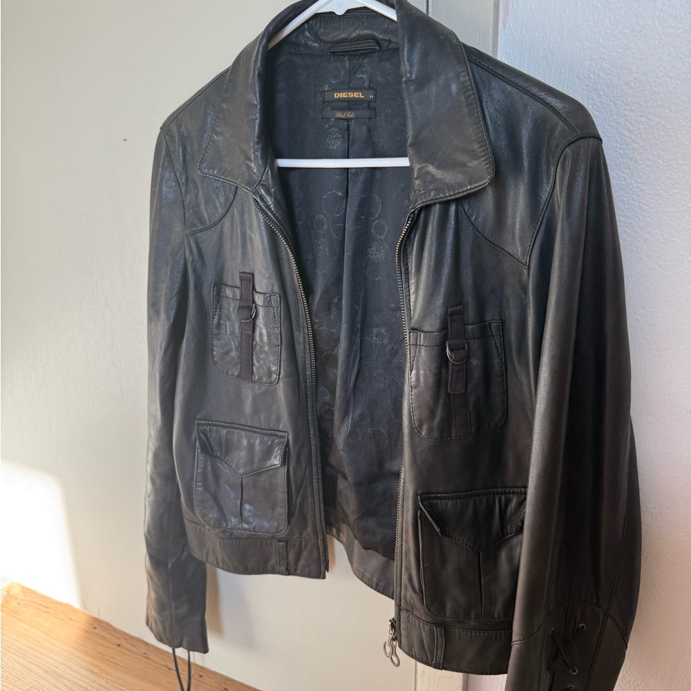Diesel Charcoal Leather Jacket